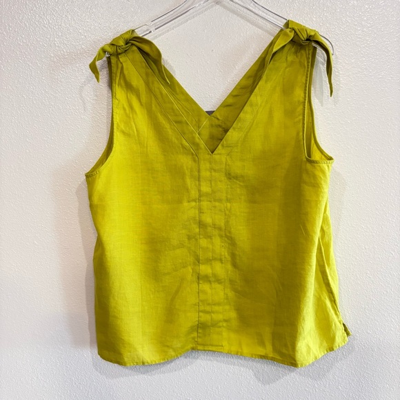 J. Crew Bow Tie Shoulder Linen Tank in Chartreuse Limoncello size XXL NWT - Picture 4 of 10